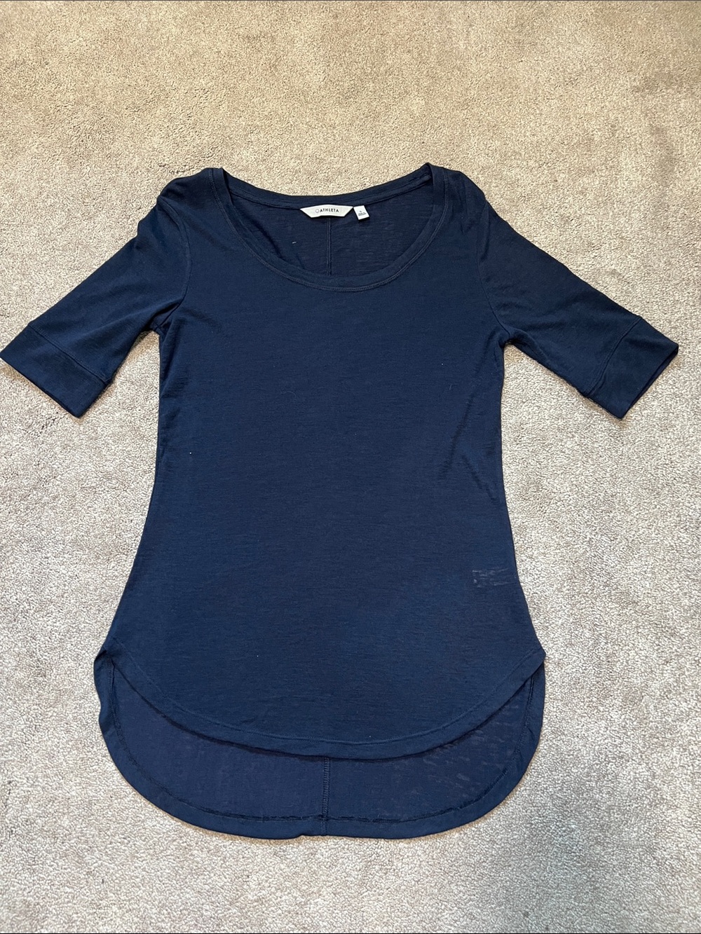 Athleta Scoop Neck Top Short Sleeve Top Navy Modal size small